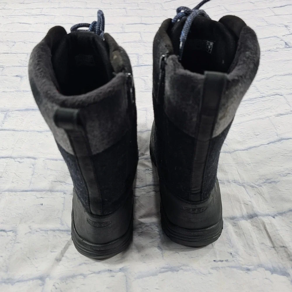 KEEN Greta Tall Winter Boots WOMEN 9 Black Waterproof Insulated Leather Wool